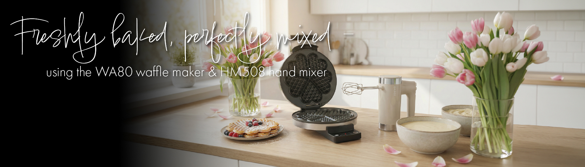 Freshly baked, perfectly mixed using a waffle iron and a hand mixer.