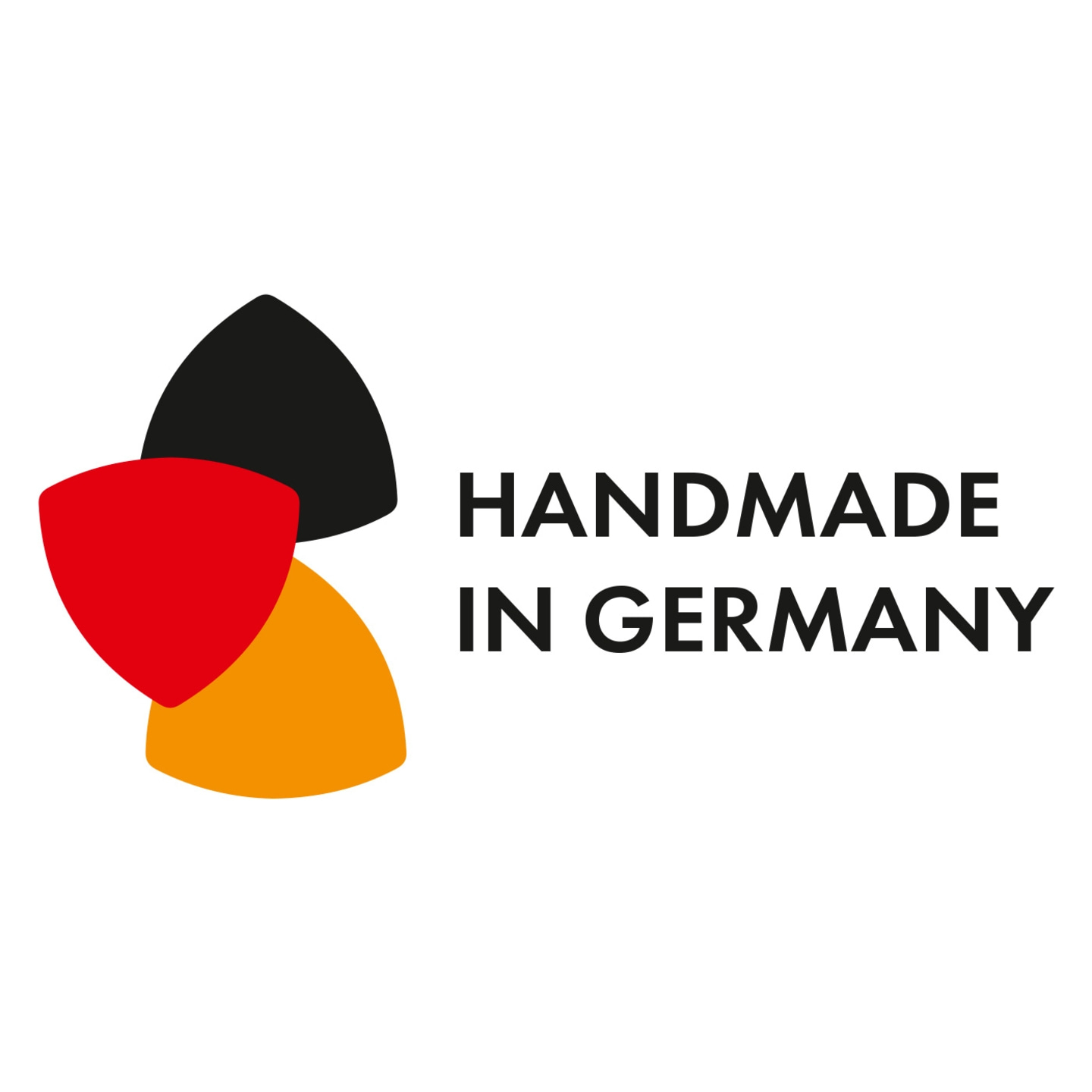 Logo with handmade text and the colors of the German flag