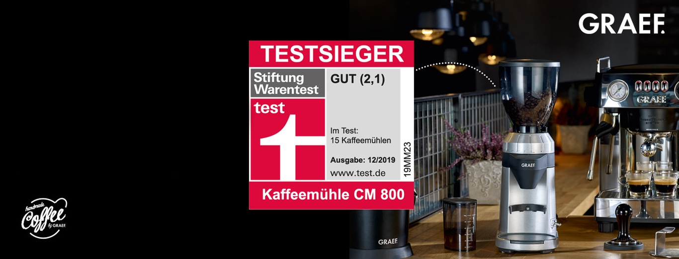 Moulin à café CM 800 de GRAEF, lauréat du test, Stiftung Warentest, préparation du café, expresso