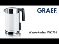 Weißer Wasserkocher mit Griff und GRAEF-Logo, Modell WK 701.