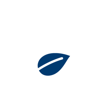 Blaues Logo mit weißer Linie und schwarzem Balken, minimalistisch und modern.