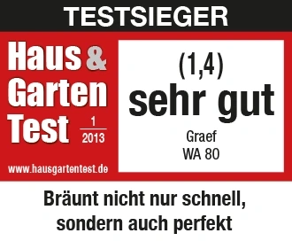 Test winner Haus & Garten Test 2013, grade 1.4 very good, Graef WA 80, perfect browning.