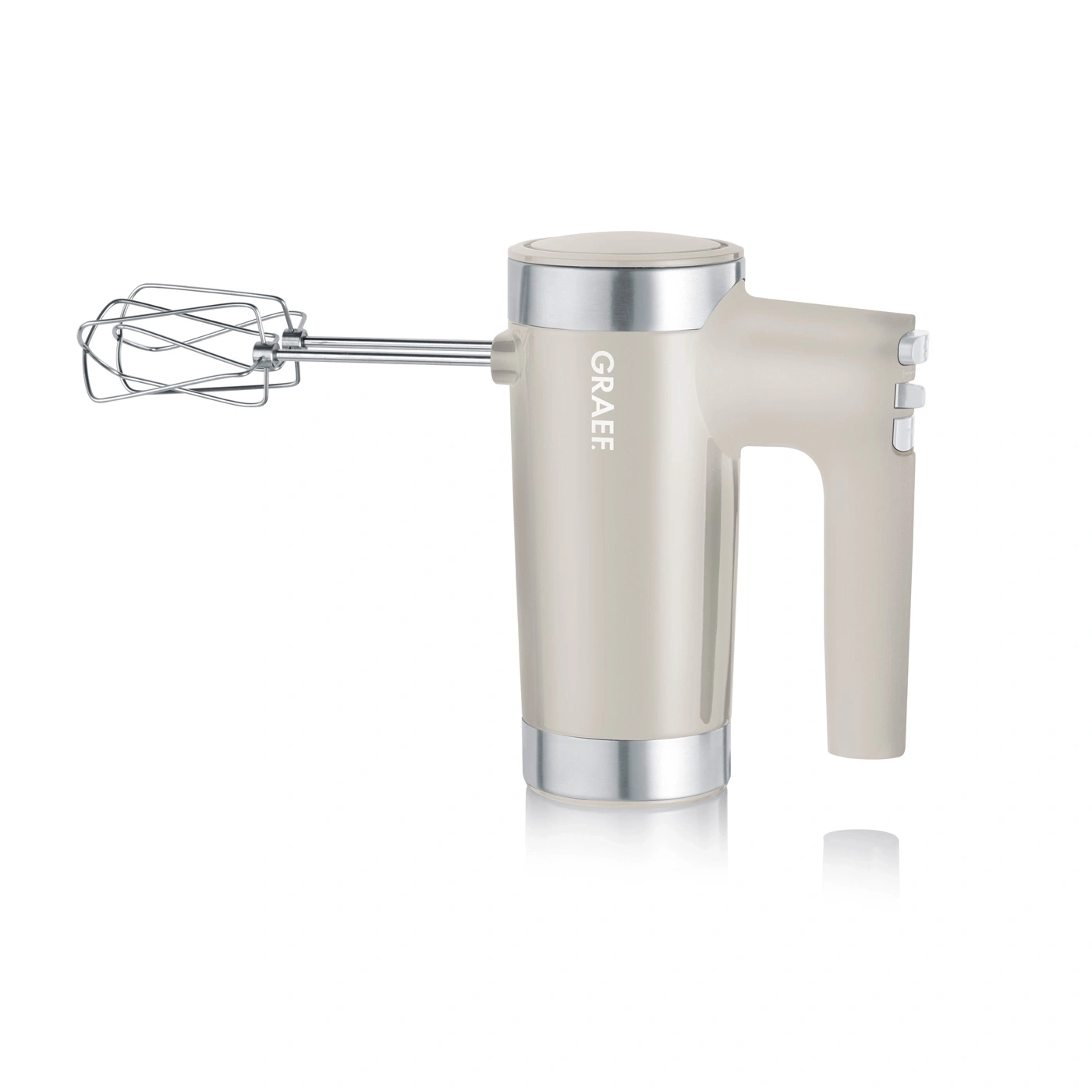 Handmixer in Beige mit silbernen Akzenten und dem Markennamen GRAEF