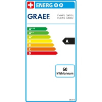 Étiquette d'efficacité énergétique pour une trancheuse Graef de classe énergétique A avec une consommation de 60 kWh/an.