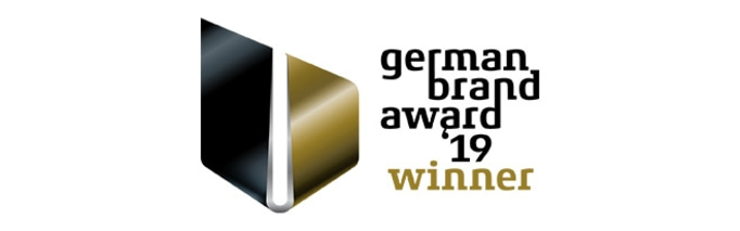 Logo German Brand Award 2019 Winner, noir et or