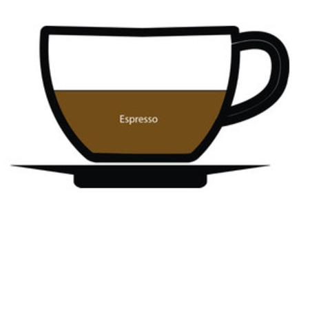 Espresso in einer Tasse mit Untertasse. Kaffeegetränk, braun.