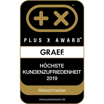 Plus X Award for Graef, Highest Customer Satisfaction 2019, Allesschneider