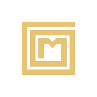 Goldenes Logo mit den Buchstaben G und M in einem quadratischen Design.