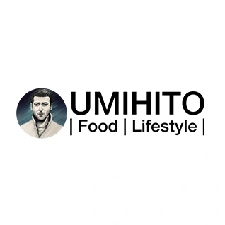 Umihito Logo: Mann im Kreis, Text 'Umihito | Food | Lifestyle'
