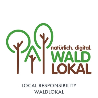 Logo with trees and text: naturally. digital. WALD LOKAL, Local Responsibility WALDLOKAL