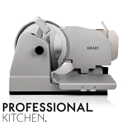 Graef professionelle Küchenmaschine, silberfarben, mit dem Schriftzug PROFESSIONAL KITCHEN.