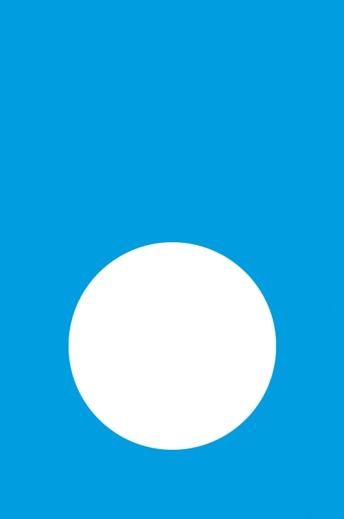 Blauer Hintergrund mit weißem Kreis in der Mitte, minimalistisch
