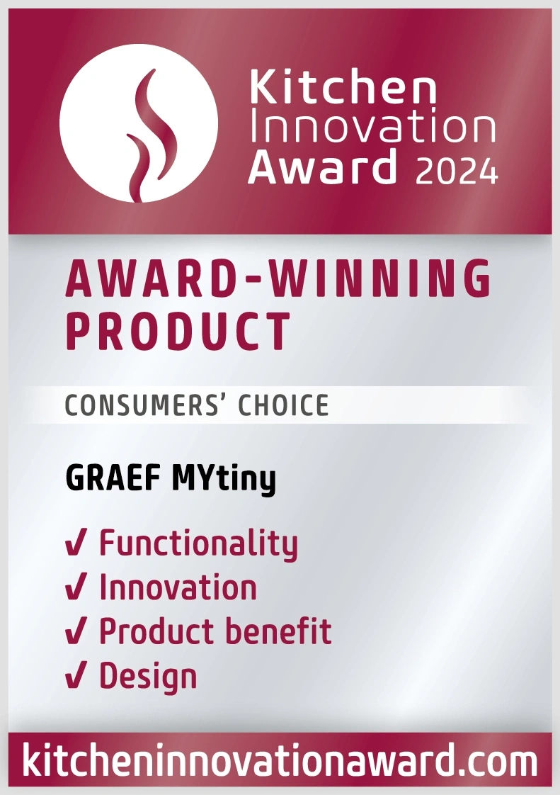 Kitchen Innovation Award 2024 for GRAEF MYtiny, award for Functionality, Innovation, Product benefit, and Design.