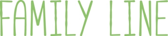 Green text 'FAMILY LINE' on white background, handwritten, lettering, simple design