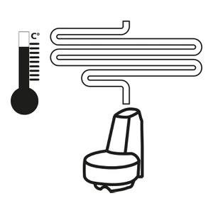 Thermomètre et tuyaux au-dessus d'un siège, système de contrôle de la température.
