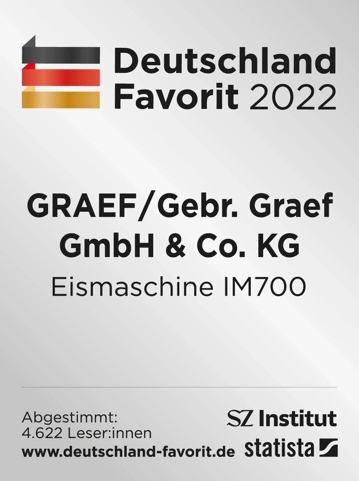Favori de l'Allemagne 2022 : Machine à glace GRAEF IM700, récompensée par SZ Institut et Statista.