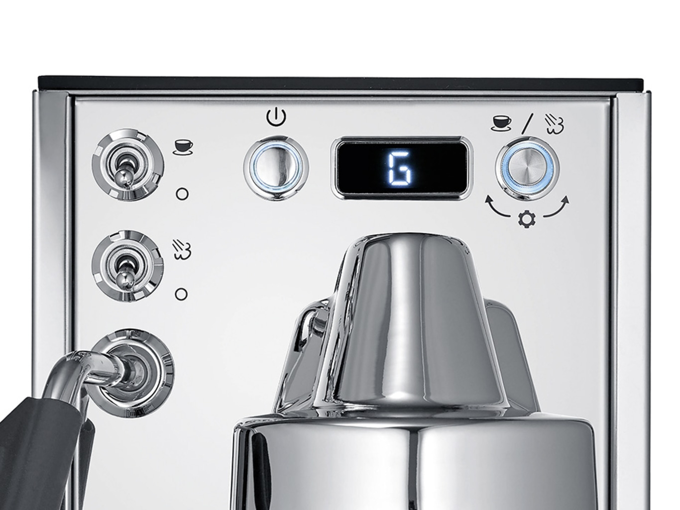 Kaffeemaschine mit digitalen Anzeigen und Drehreglern