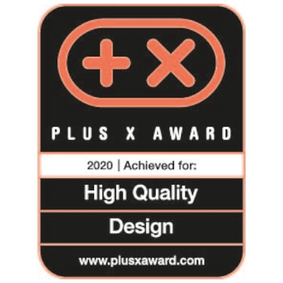 Plus X Award 2020 for High Quality Design. Award badge.