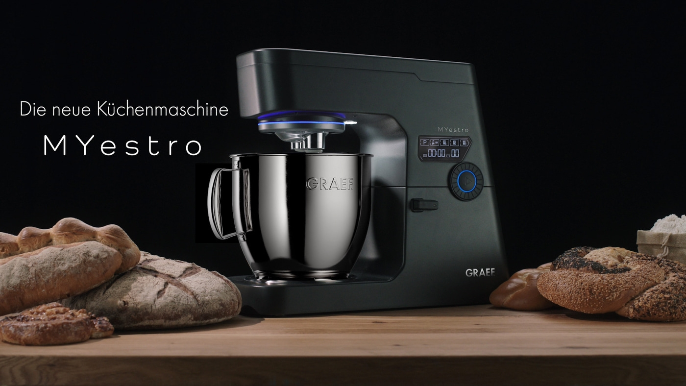 Robot culinaire Myestro, pain, bois, GRAEF, noir, publicité produit, pâtisserie, cuisine