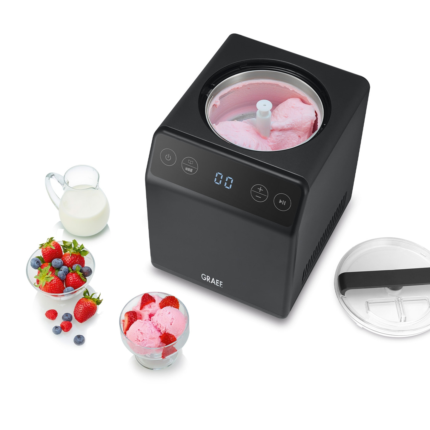 Eismaschine IM706, eisenglimmergrau 2-in-1 mit Joghurtfunktion