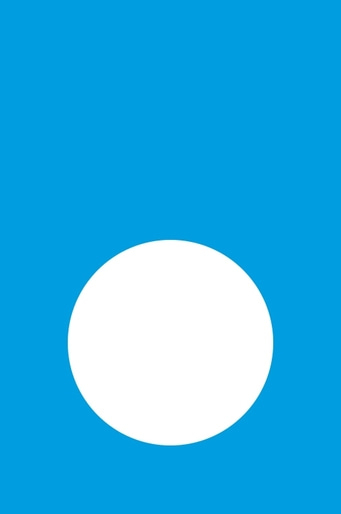 Blauer Hintergrund mit weißem Kreis in der Mitte, minimalistisch