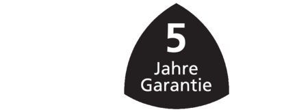 Garantie 5 ans, triangle noir, texte blanc, garantie produit, panneau publicitaire