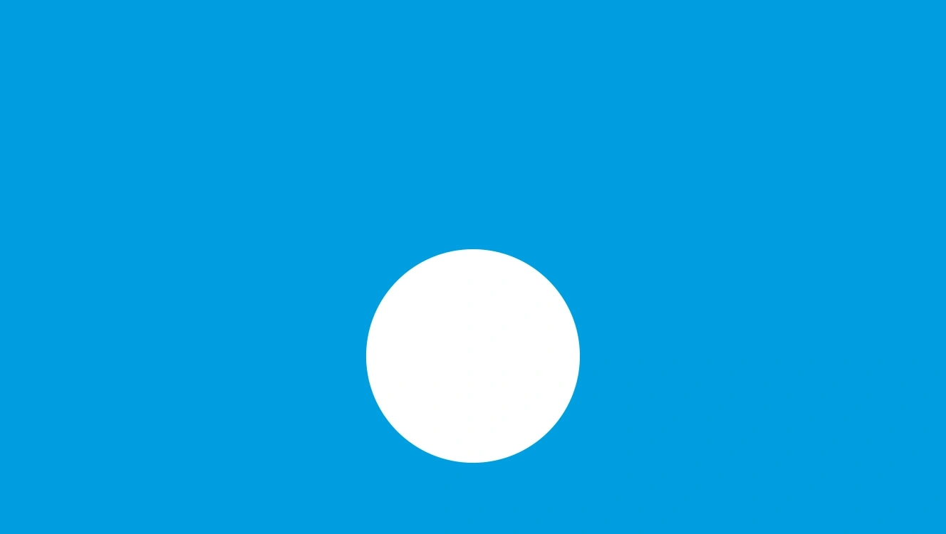 Blauer Hintergrund mit weißem Kreis in der Mitte. Einfach und minimalistisch.