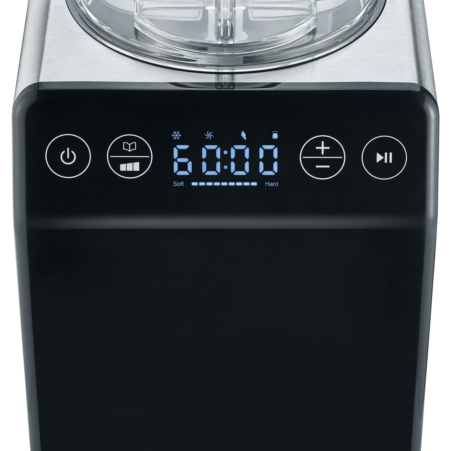 Ice cream machine with digital display and control buttons for various functions.