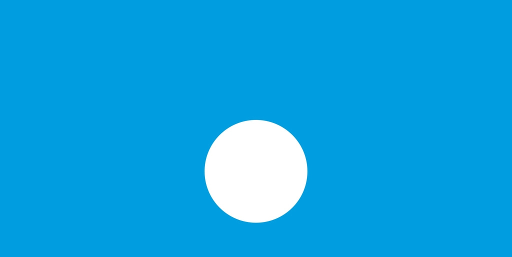 Blauer Hintergrund mit weißem Kreis in der Mitte. Einfach und minimalistisch.