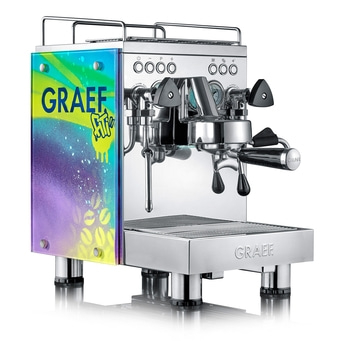Graef Espressomaschine mit Graffiti-Design, Edelstahl, bunt, modern, Kaffeemaschine