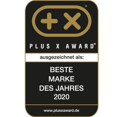 Plus X Award, Beste Marke des Jahres 2020, ausgezeichnet.
