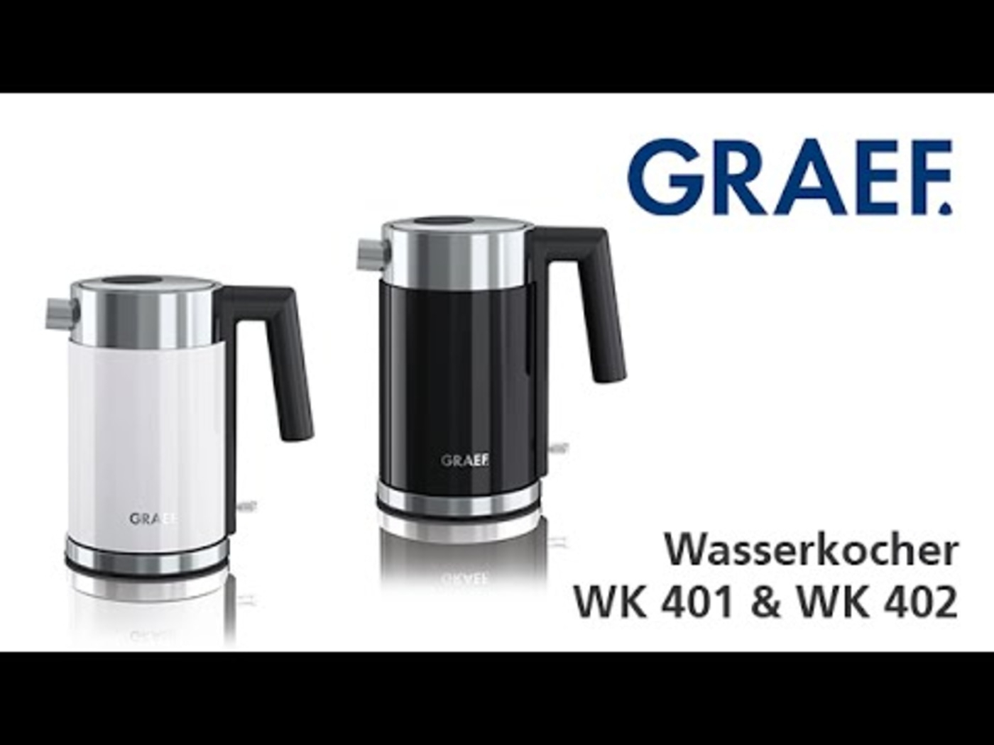 Graef kettles WK 401 & WK 402, white and black, stainless steel design, modern