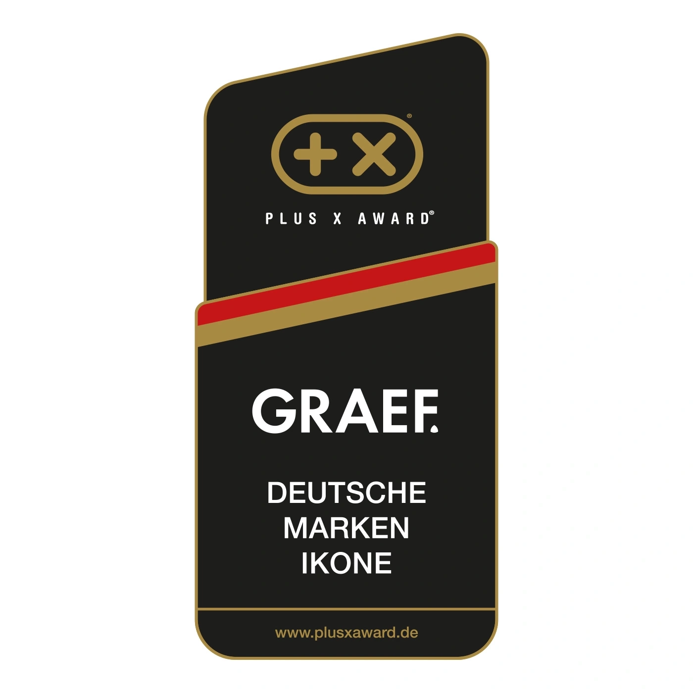 Graef, Deutsche Marken Ikone, Plus X Award, Auszeichnung, Logo, schwarz, gold, rot, weiß