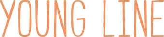 Orange YOUNG LINE text on white background, hand drawn style