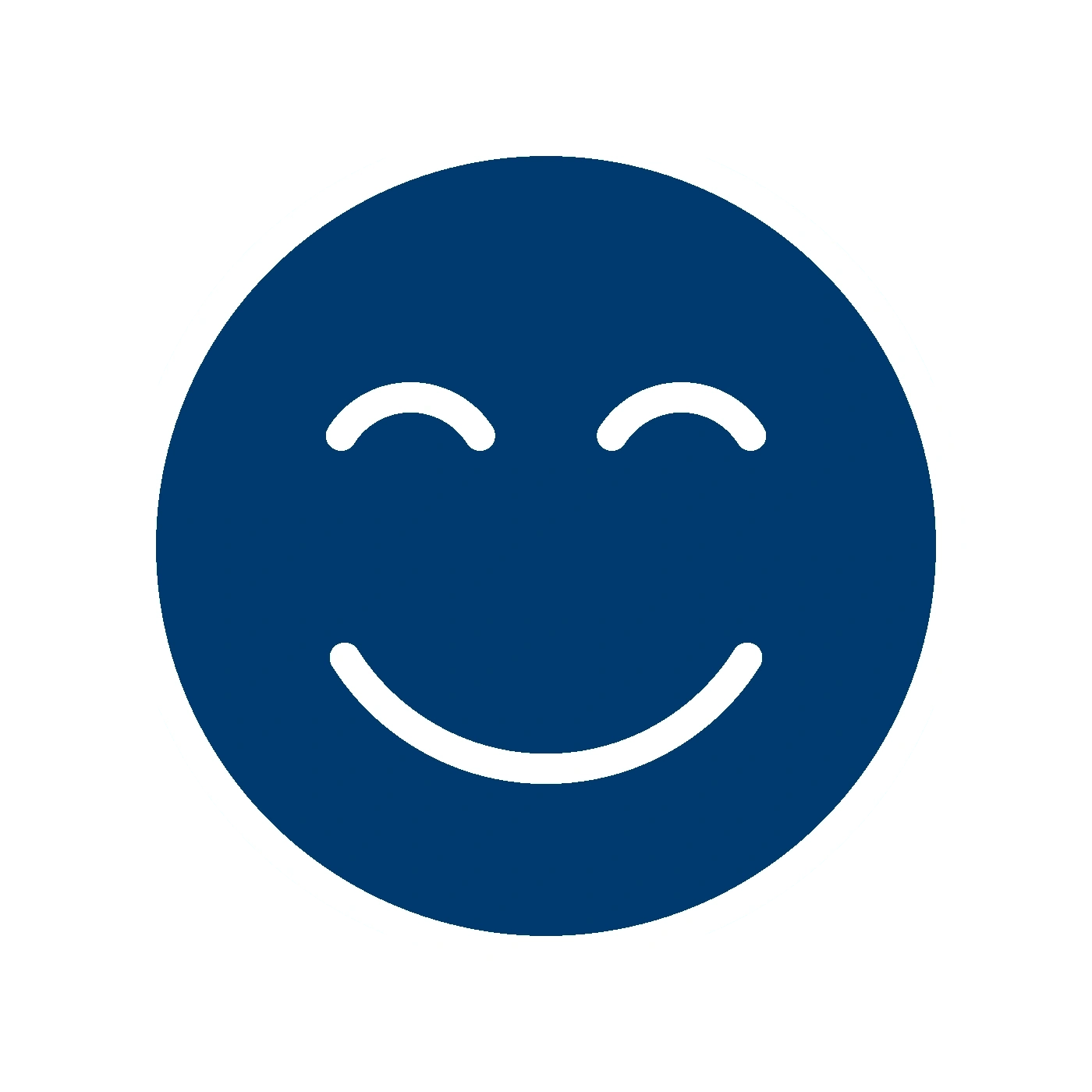 Visage souriant bleu dans un cadre carré, heureux et souriant avec des yeux et une bouche courbés.