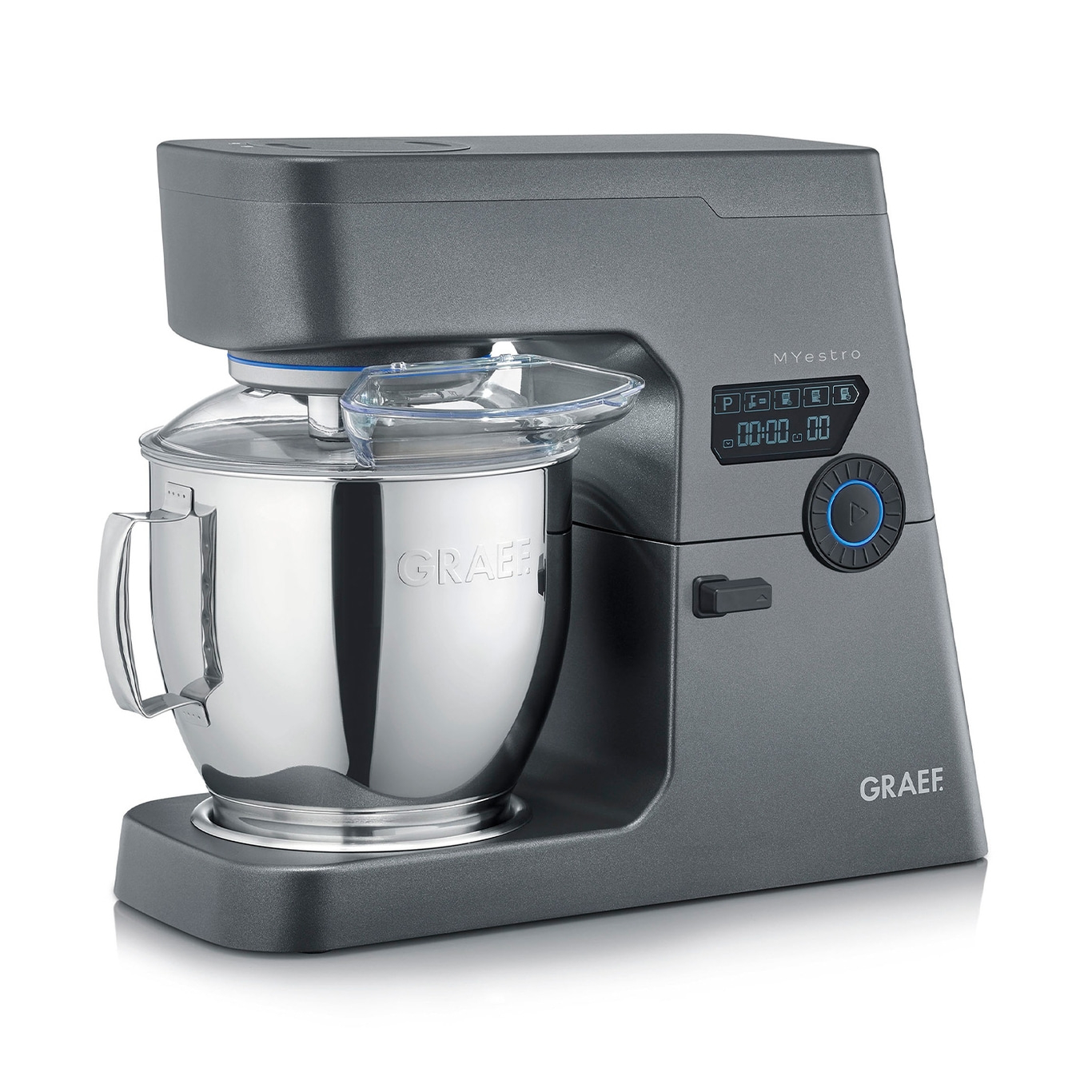 Graef MYestro Küchenmaschine, grau, Edelstahl-Schüssel, Digitalanzeige, modernes Design