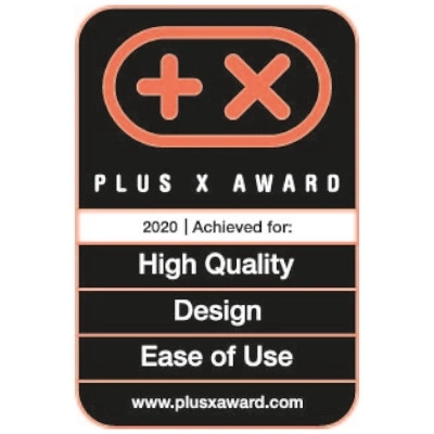 Plus X Award 2020 pour Haute Qualité, Design et Facilité d'utilisation.