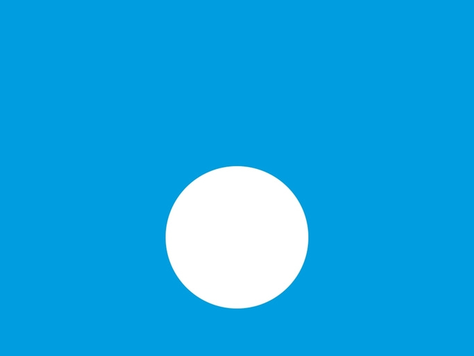 Blauer Hintergrund mit weißem Kreis in der Mitte, minimalistisch