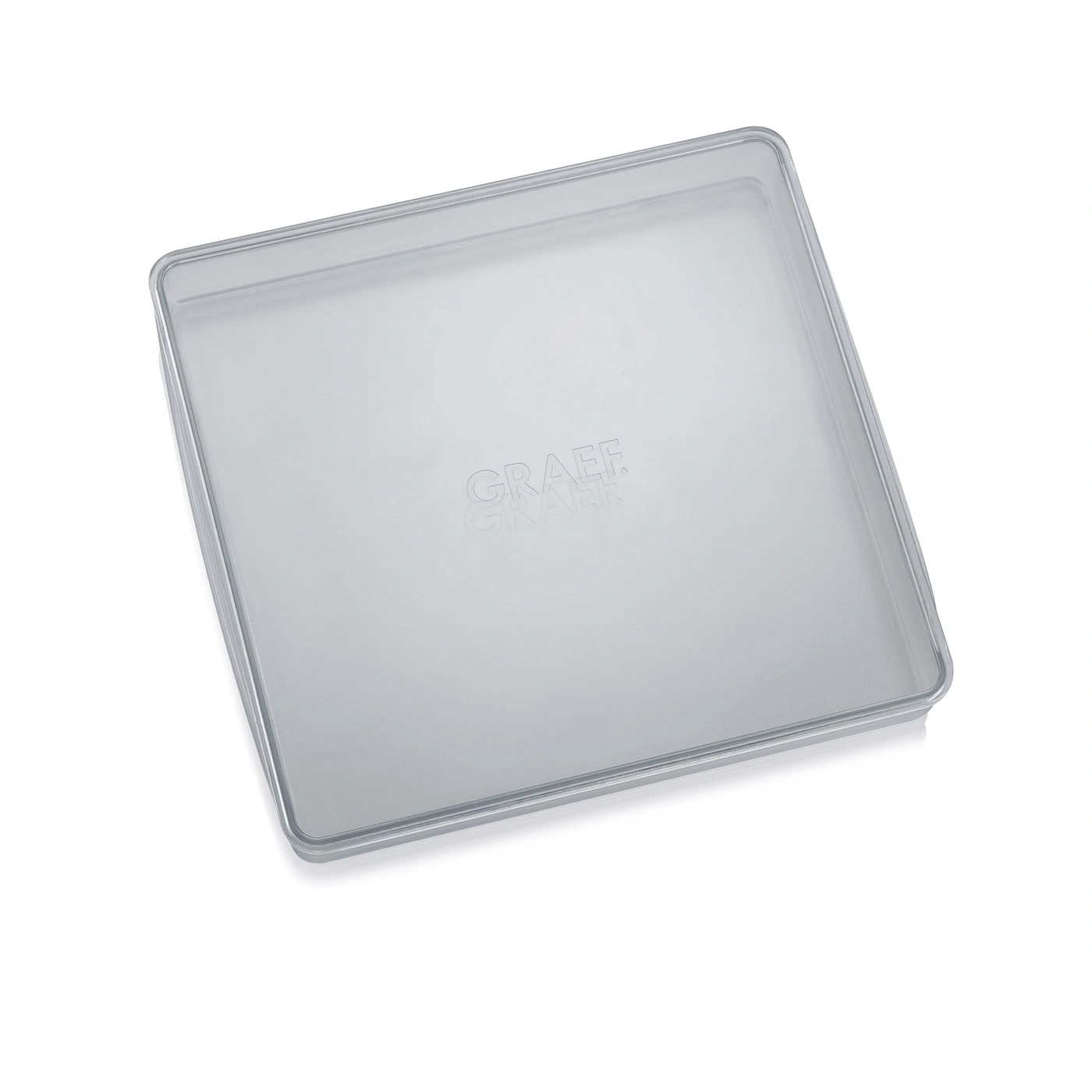Quadratische Backform aus Metall, leer, mit dem Markennamen Graff