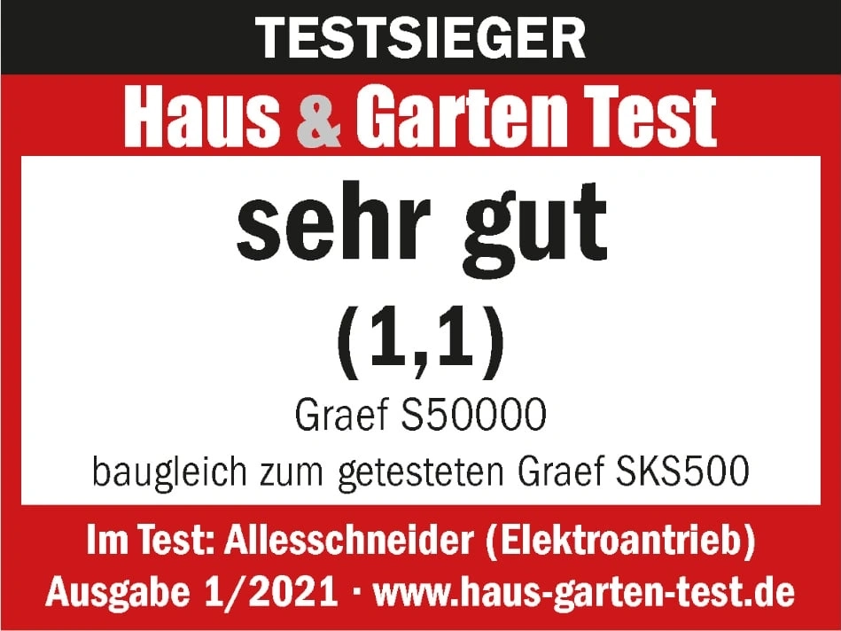 Testurteil: Sehr gut für Graef S50000, baugleich SKS500, Haus & Garten Test, Ausgabe 1/2021