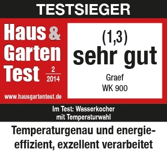 Test winner Haus & Garten Test 2014, very good, Graef WK 900, kettle test