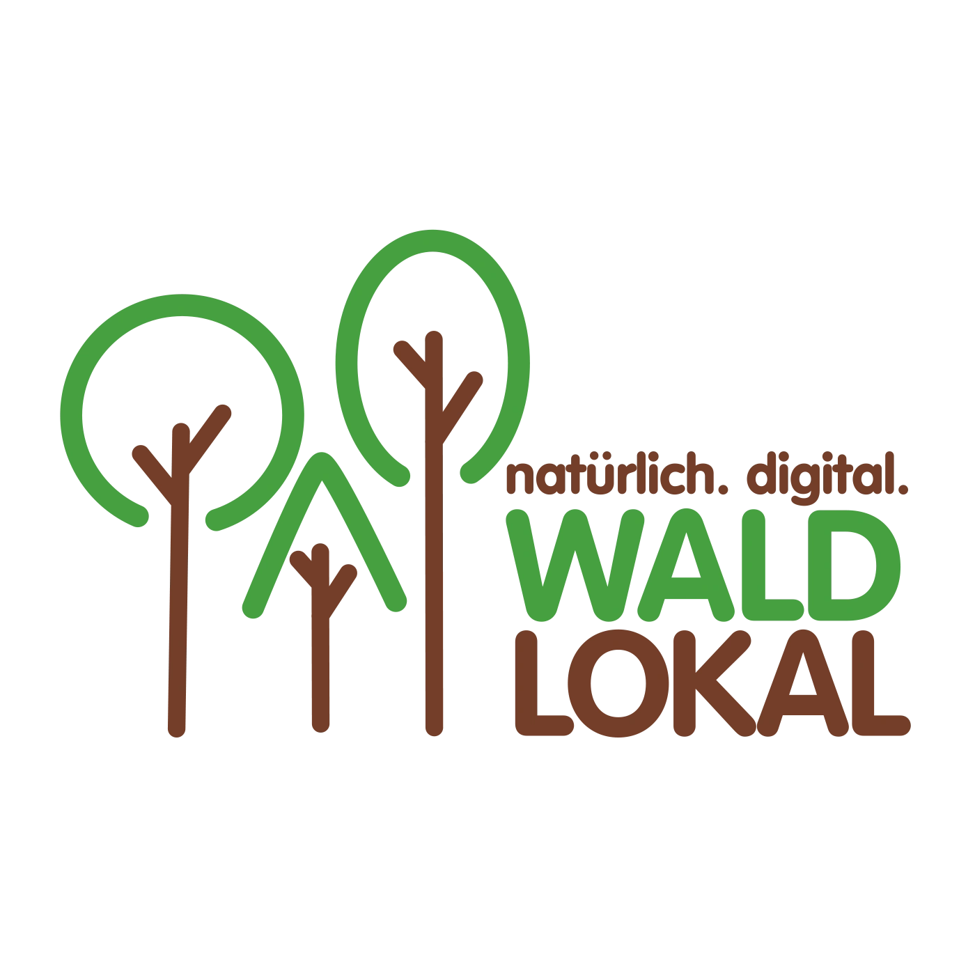 Logo avec des arbres et du texte: naturellement. numérique. FORÊT LOCAL