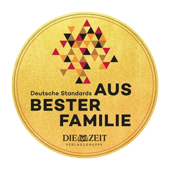 Goldenes Siegel mit Text: Beste Familie, Deutsche Standards, Die Zeit Verlagsgruppe