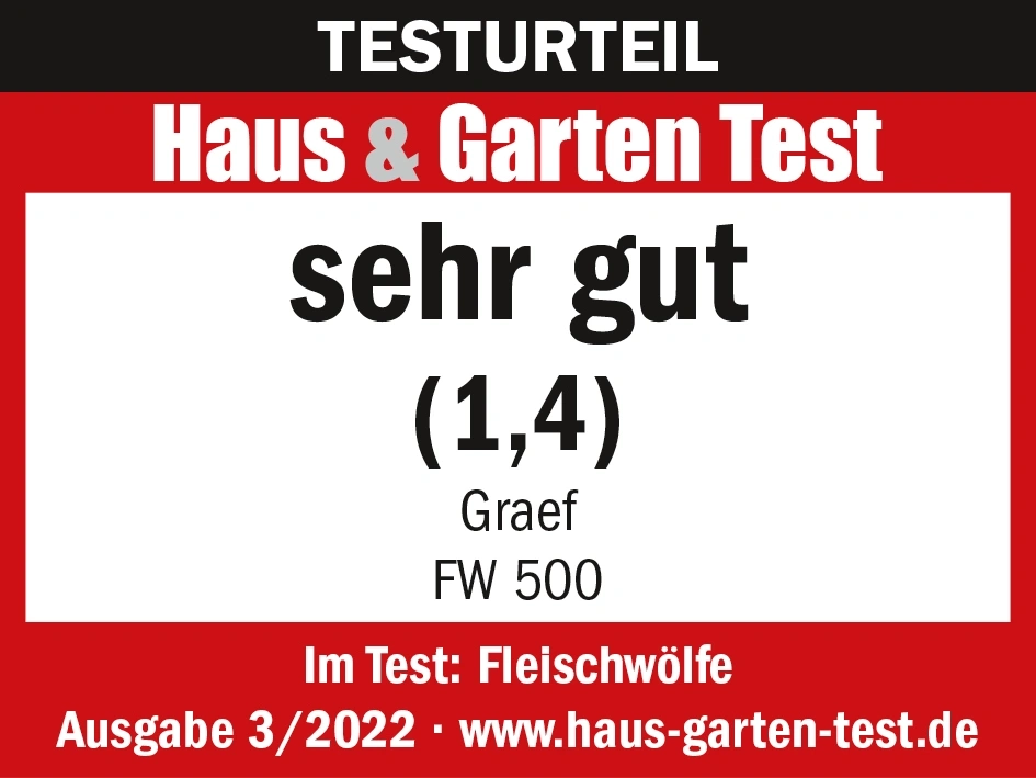 Haus & Garten Test, very good, Graef FW 500, issue 3/2022, meat grinders