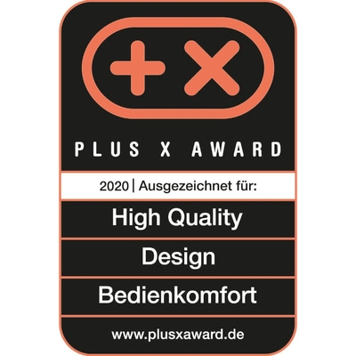 Plus X Award 2020 for High Quality, Design, and Bedienkomfort.