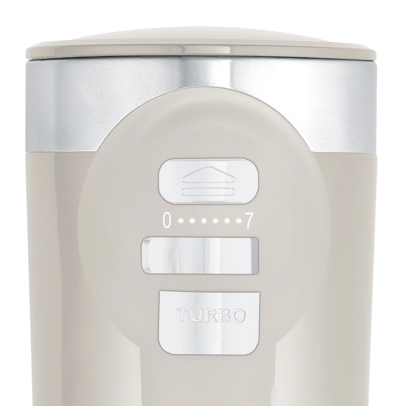Nahaufnahme eines Mixers mit Geschwindigkeitsregler und Turbotaste.