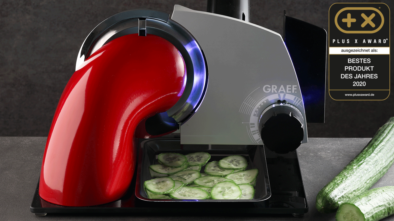 Graef-Allesschneider mit Gurken, ausgezeichnet als Bestes Produkt des Jahres 2020