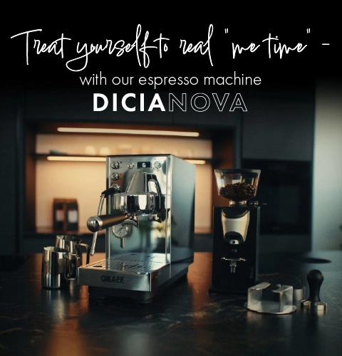 A Graef DICIANOVA espresso machine with a coffee grinder on a marble countertop.