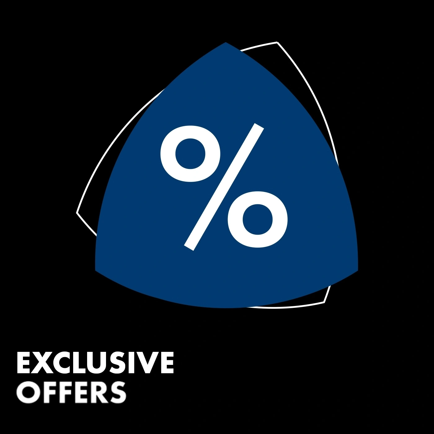 Exclusive offers with a percentage sign on a black background