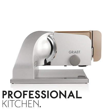 Graef professionelle Küchenmaschine, silberfarben, mit dem Schriftzug PROFESSIONAL KITCHEN.